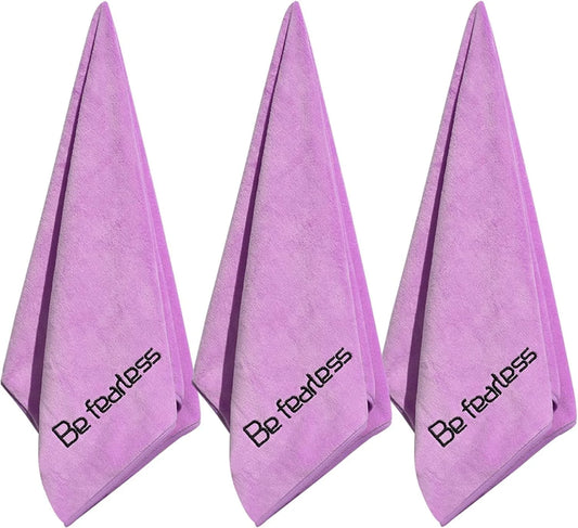 Wuwahold Microfiber Gym Towels for Exercise Fitness, Sports, Workout, 380-GSM 15-Inch X 31-Inch Bath Towels (3 Pack, Deep Purple)