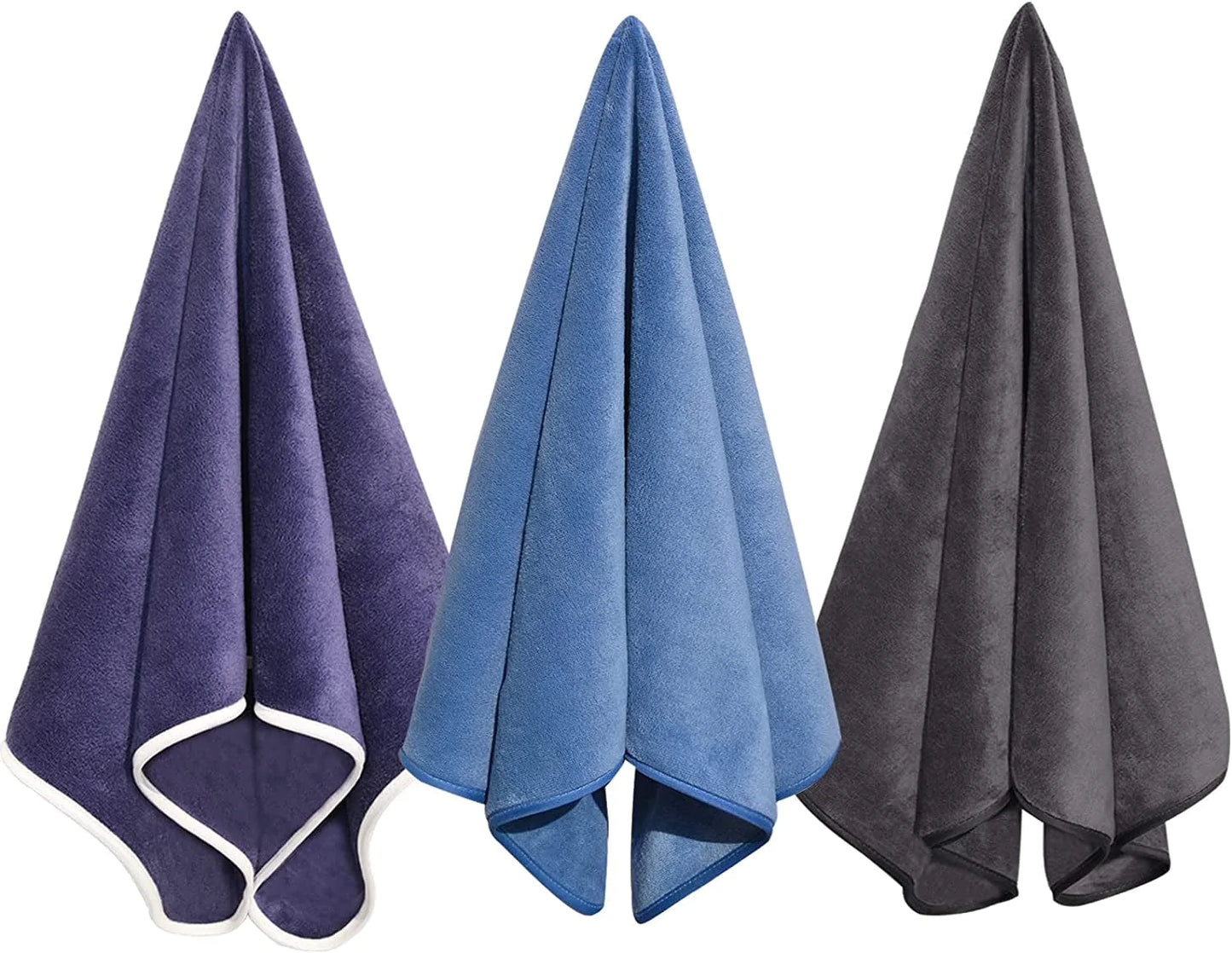 Wuwahold Microfiber Gym Towels for Exercise Fitness, Sports, Workout, 380-GSM 15-Inch X 31-Inch Bath Towels (3 Pack, Deep Purple)