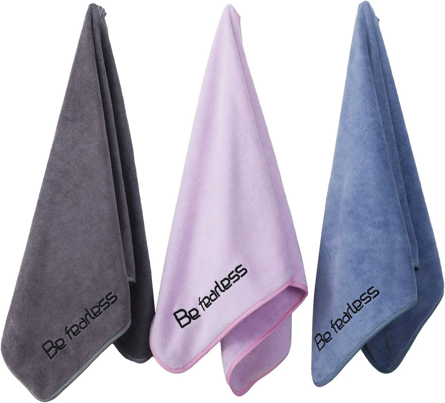 Wuwahold Microfiber Gym Towels for Exercise Fitness, Sports, Workout, 380-GSM 15-Inch X 31-Inch Bath Towels (3 Pack, Deep Purple)