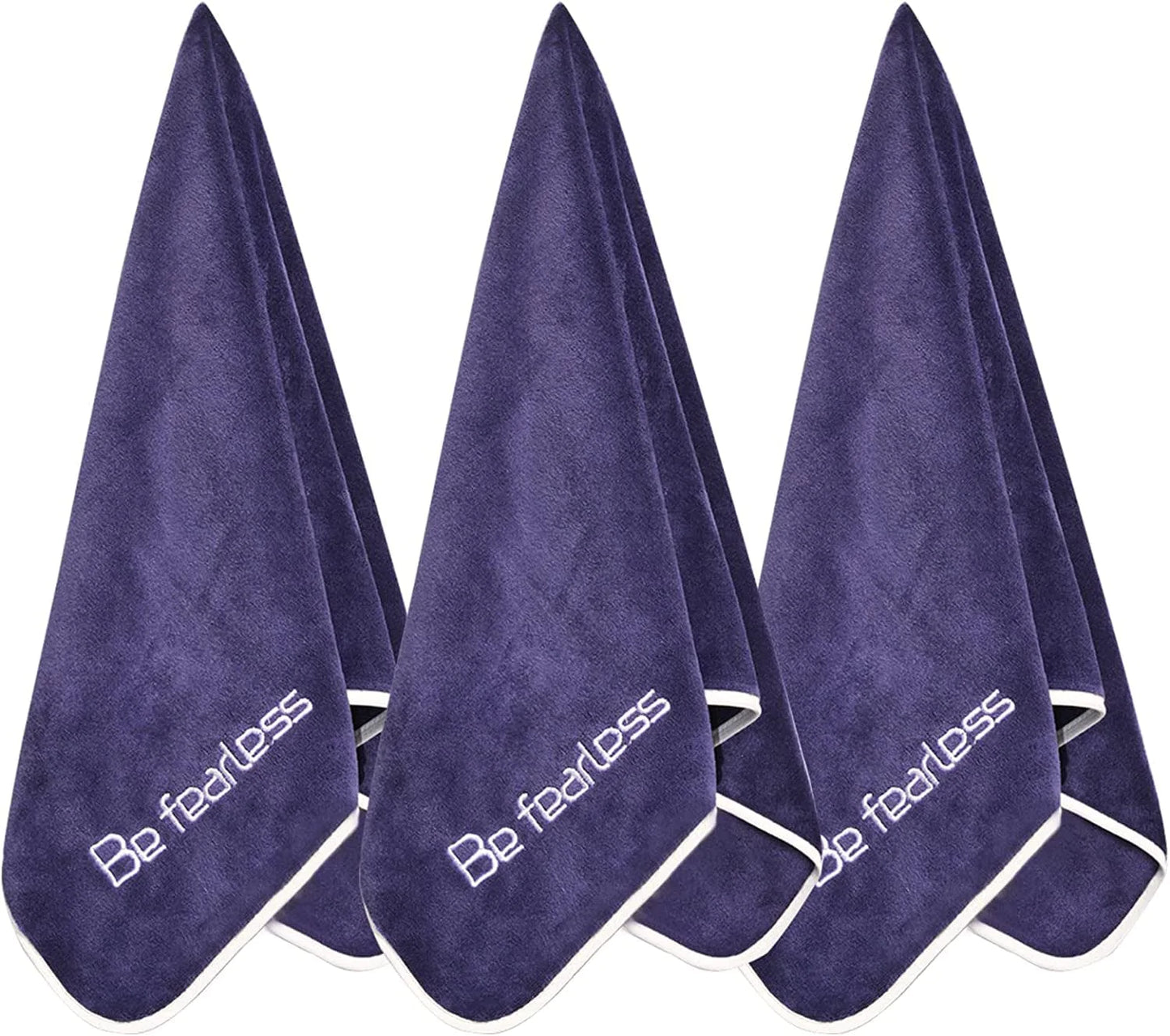 Wuwahold Microfiber Gym Towels for Exercise Fitness, Sports, Workout, 380-GSM 15-Inch X 31-Inch Bath Towels (3 Pack, Deep Purple)