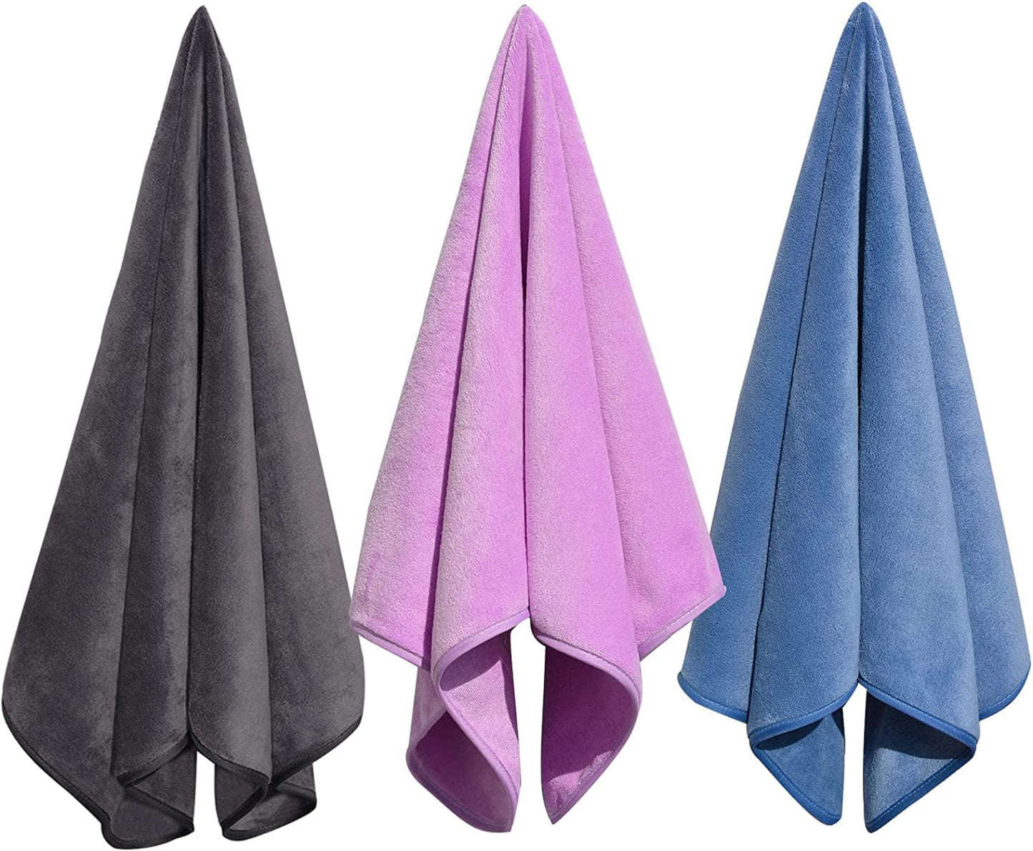 Wuwahold Microfiber Gym Towels for Exercise Fitness, Sports, Workout, 380-GSM 15-Inch X 31-Inch Bath Towels (3 Pack, Deep Purple)