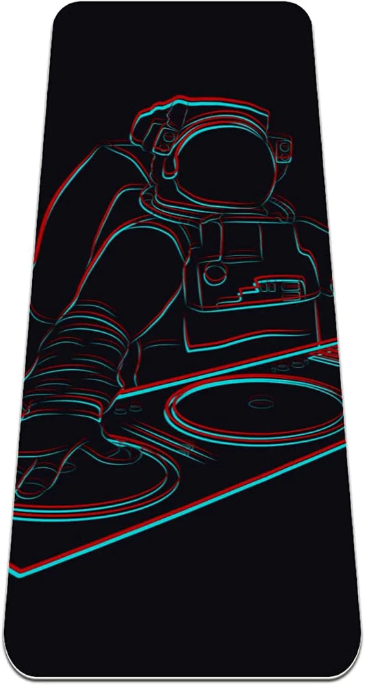 WXVOVXW Yoga Mat 72 X 24 Astronaut Dj Illustration Eco Friendly Non Slip Fitness Exercise Mat for Pilates and Floor Exercises