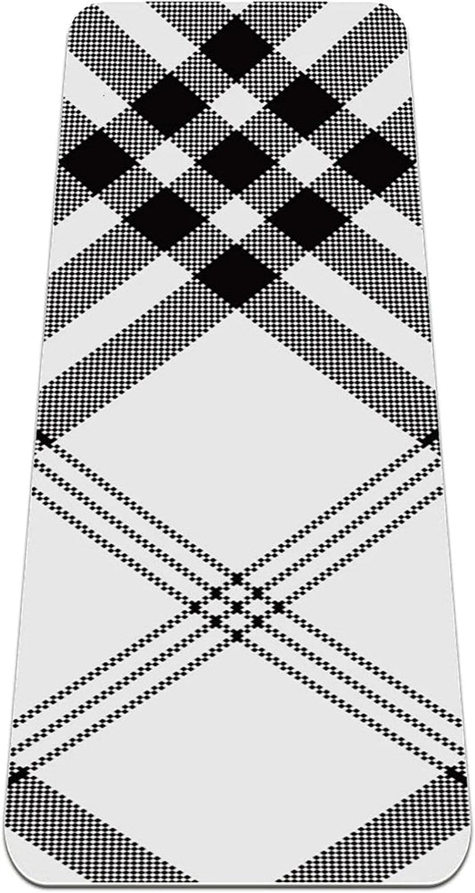 WXVOVXW Yoga Mat 72 X 24 Black White Check Square Texture Eco Friendly Non Slip Fitness Exercise Mat for Pilates and Floor Exercises