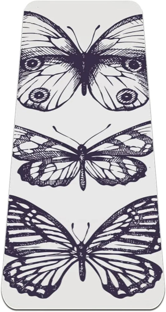 WXVOVXW Yoga Mat 72 X 24 Butterflies in Classic Style Eco Friendly Non Slip Fitness Exercise Mat for Pilates and Floor Exercises