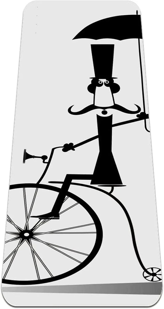 WXVOVXW Yoga Mat 72 X 24 Cartoon Man Rides a Bike Eco Friendly Non Slip Fitness Exercise Mat for Pilates and Floor Exercises