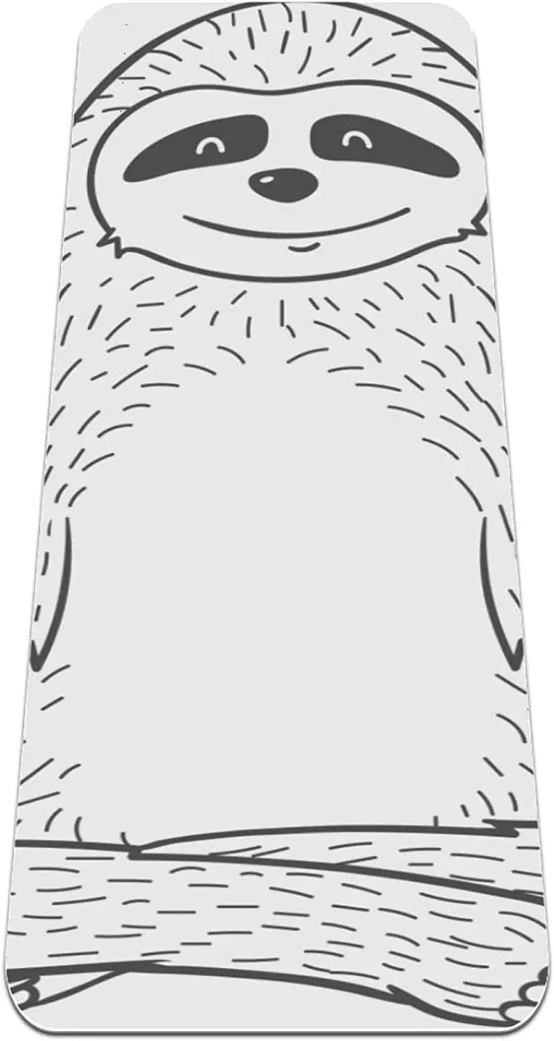 WXVOVXW Yoga Mat 72 X 24 Cute Cartoon Sloth Sitting in Yoga Pose Eco Friendly Non Slip Fitness Exercise Mat for Pilates and Floor Exercises