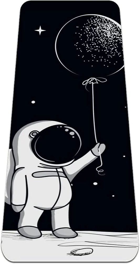 WXVOVXW Yoga Mat 72 X 24 Cute Spaceman Keeps Balloon Eco Friendly Non Slip Fitness Exercise Mat for Pilates and Floor Exercises