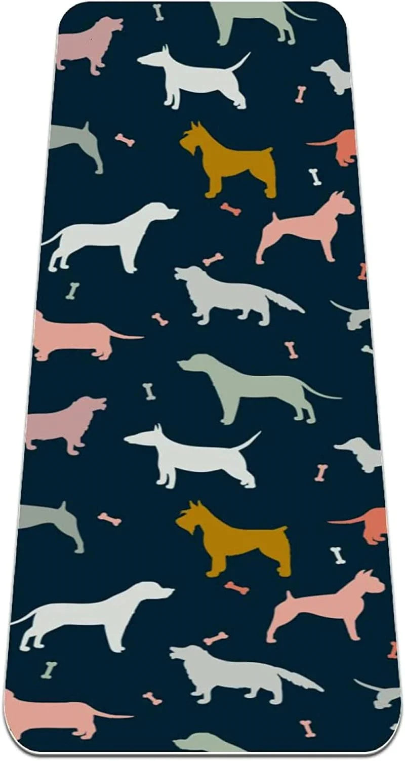 WXVOVXW Yoga Mat 72 X 24 Different Dog Breeds Eco Friendly Non Slip Fitness Exercise Mat for Pilates and Floor Exercises