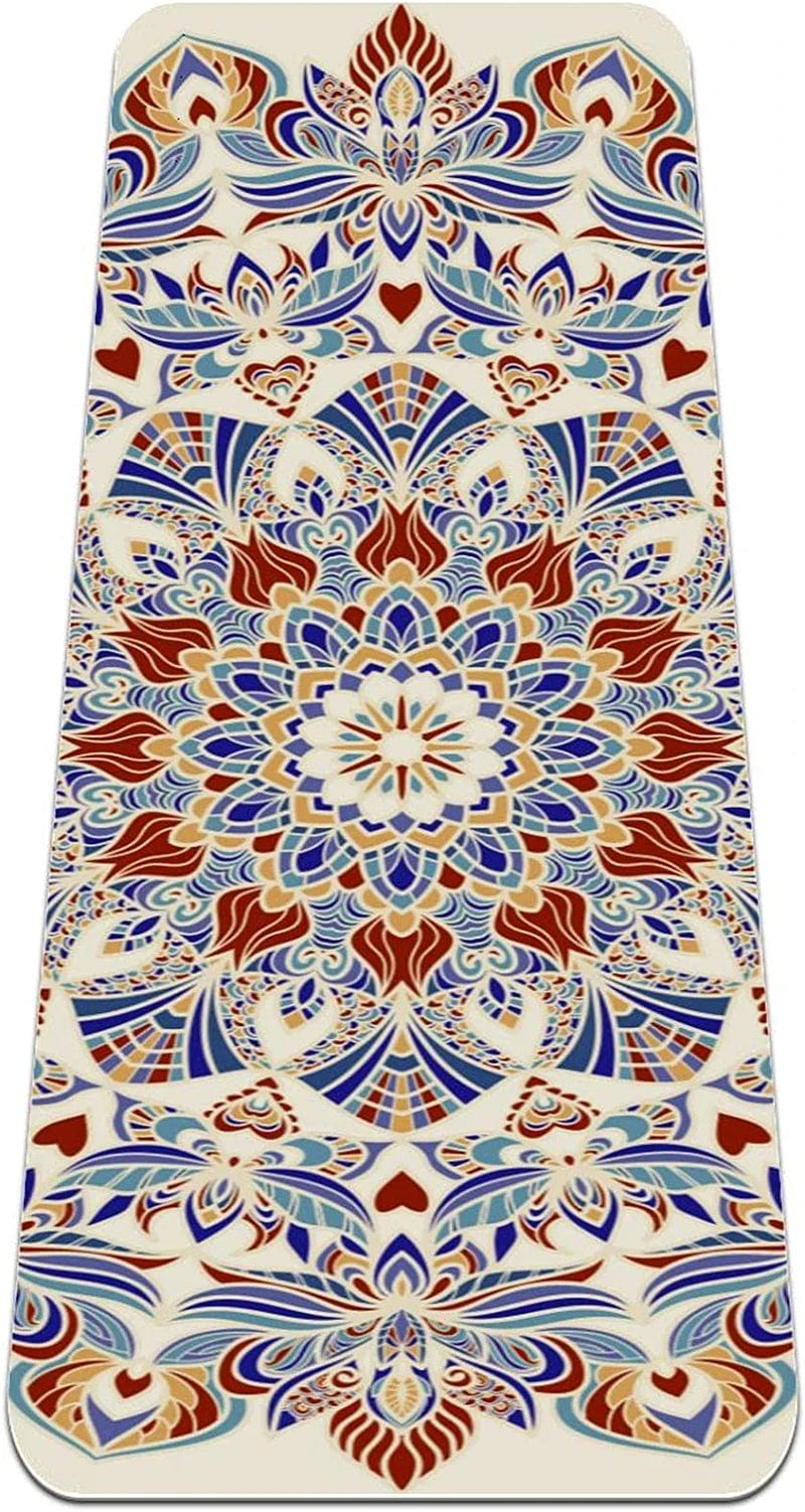 WXVOVXW Yoga Mat 72 X 24 Ethnic Mandala Design Eco Friendly Non Slip Fitness Exercise Mat for Pilates and Floor Exercises