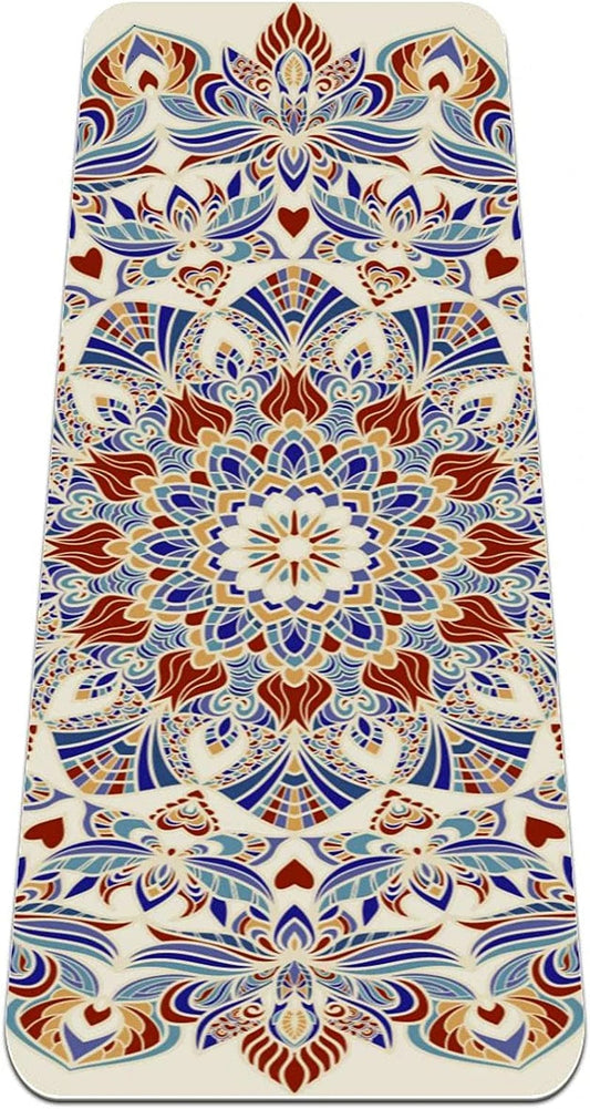 WXVOVXW Yoga Mat 72 X 24 Ethnic Mandala Design Eco Friendly Non Slip Fitness Exercise Mat for Pilates and Floor Exercises