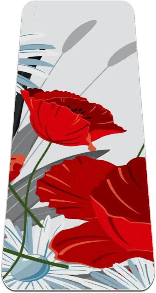 WXVOVXW Yoga Mat 72 X 24 Flowers Eco Friendly Non Slip Fitness Exercise Mat for Pilates and Floor Exercises