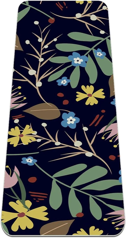 WXVOVXW Yoga Mat 72 X 24 Flowers in Cute Vintage Style Eco Friendly Non Slip Fitness Exercise Mat for Pilates and Floor Exercises
