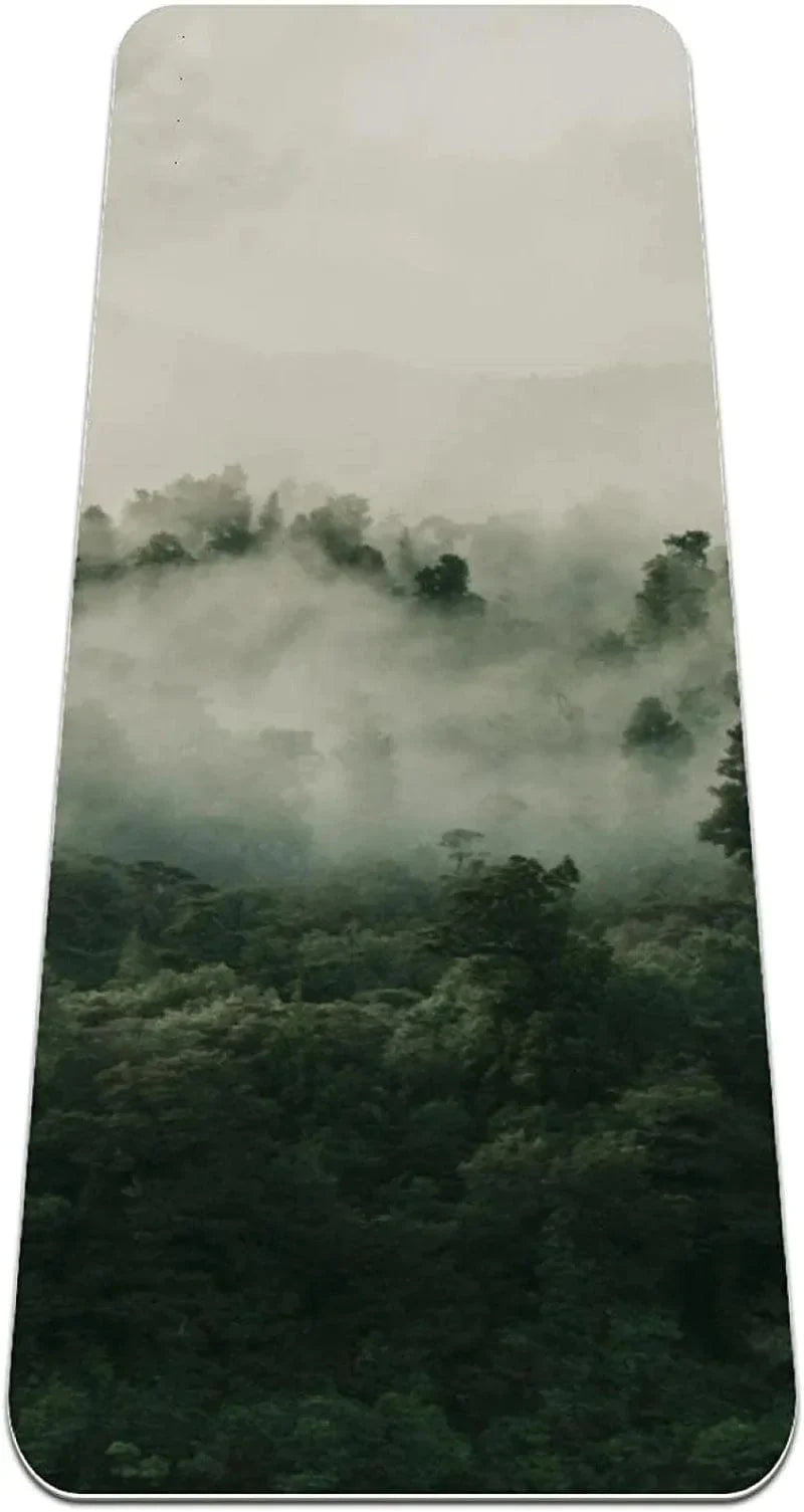 WXVOVXW Yoga Mat 72 X 24 Forest with Lot Green Trees Fog Eco Friendly Non Slip Fitness Exercise Mat for Pilates and Floor Exercises