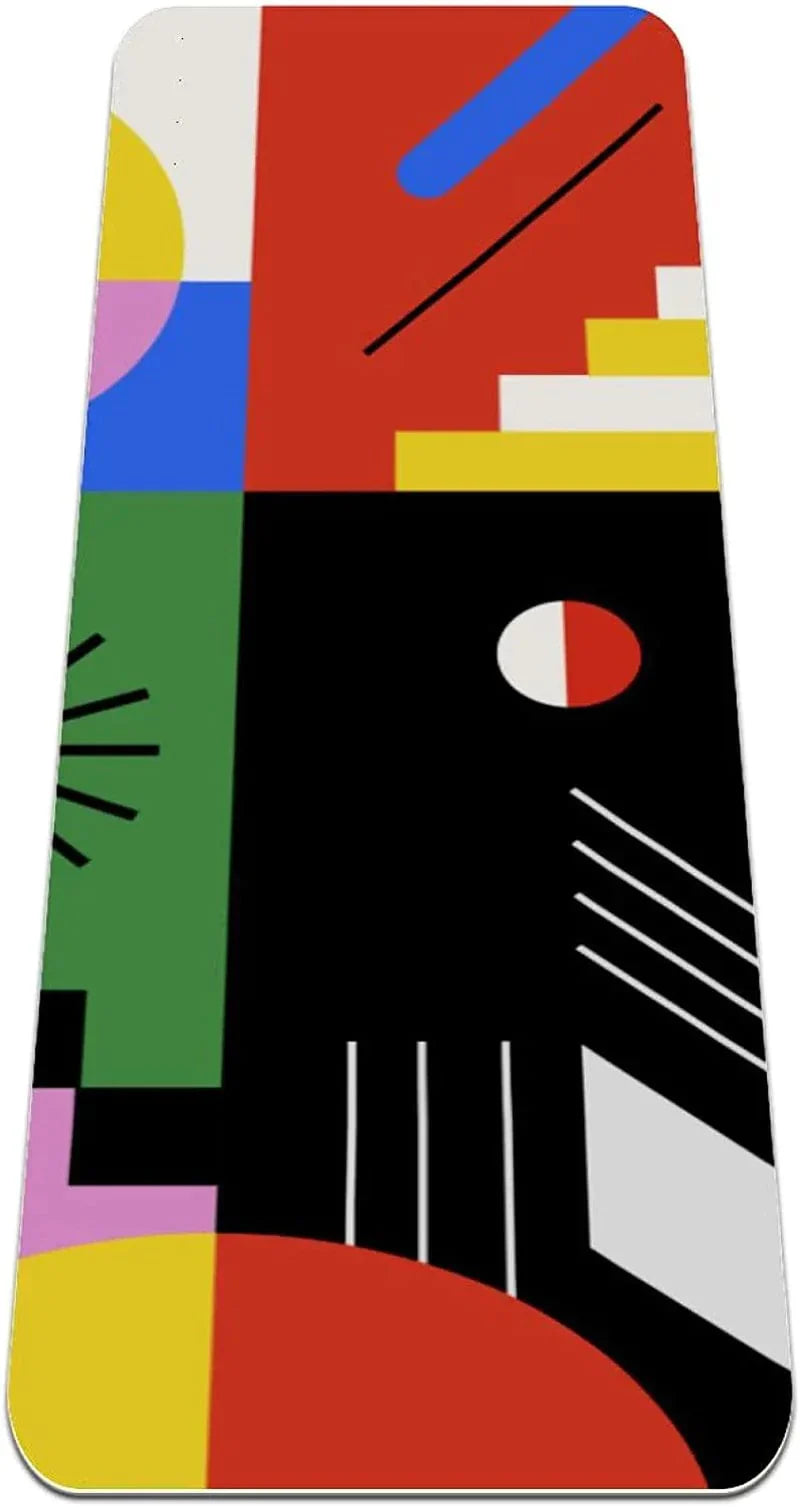 WXVOVXW Yoga Mat 72 X 24 Mosaic Geometric Elements Eco Friendly Non Slip Fitness Exercise Mat for Pilates and Floor Exercises