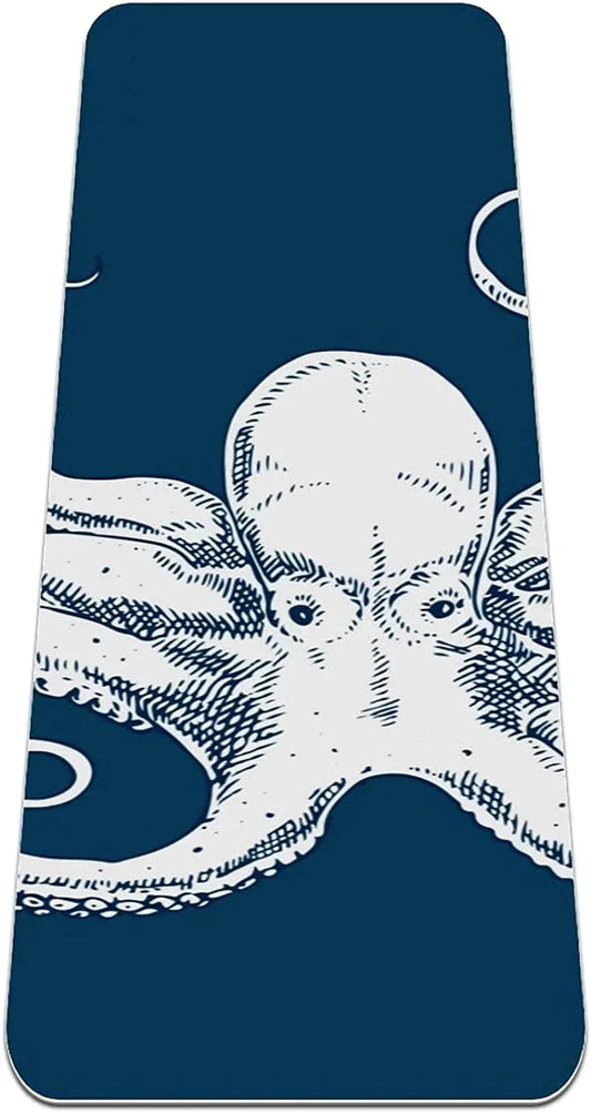 WXVOVXW Yoga Mat 72 X 24 Octopus in Retro Style Eco Friendly Non Slip Fitness Exercise Mat for Pilates and Floor Exercises