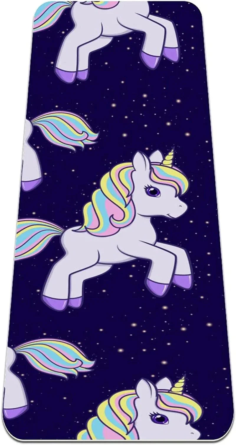 WXVOVXW Yoga Mat 72 X 24 Running Cute Cartoon Unicorn Eco Friendly Non Slip Fitness Exercise Mat for Pilates and Floor Exercises