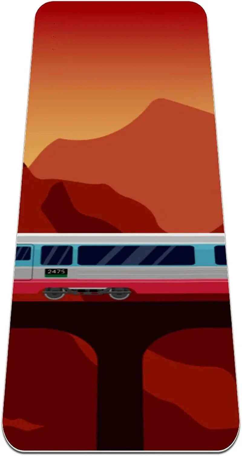 WXVOVXW Yoga Mat 72 X 24 Travel Train Outdoor with Mountains Bridge Eco Friendly Non Slip Fitness Exercise Mat for Pilates and Floor Exercises