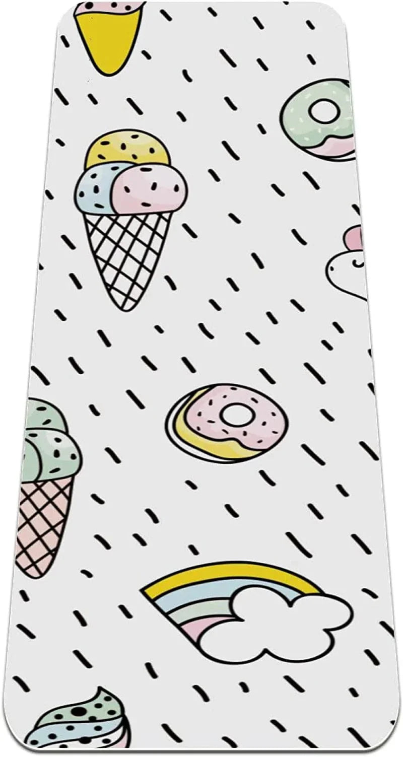 WXVOVXW Yoga Mat 72 X 24 Unicorn Donut Ice Cream Rainbow Eco Friendly Non Slip Fitness Exercise Mat for Pilates and Floor Exercises