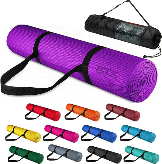 XN8 Yoga Mat 1/4 Inch (6Mm) Extra Thick High Density with Carry Strap Bag PVC Workout Mat for Women and Men Non Slip Exercise Mats for Home Workout Fitness Pilates Gym Outdoor and Floor Exercise
