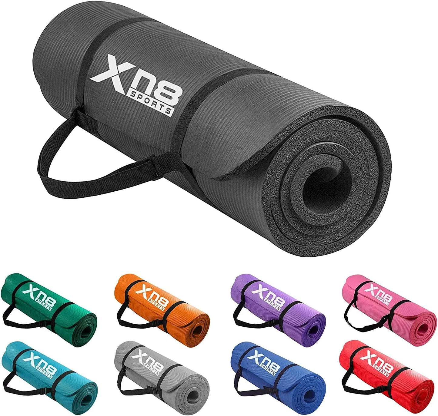 XN8 Yoga Mat 15Mm Extra Thick High Density with Carry Strap NBR Workout Mat for Women and Men Non Slip Exercise Mats for Home Workout Fitness Pilates Gym Outdoor and Floor Exercise