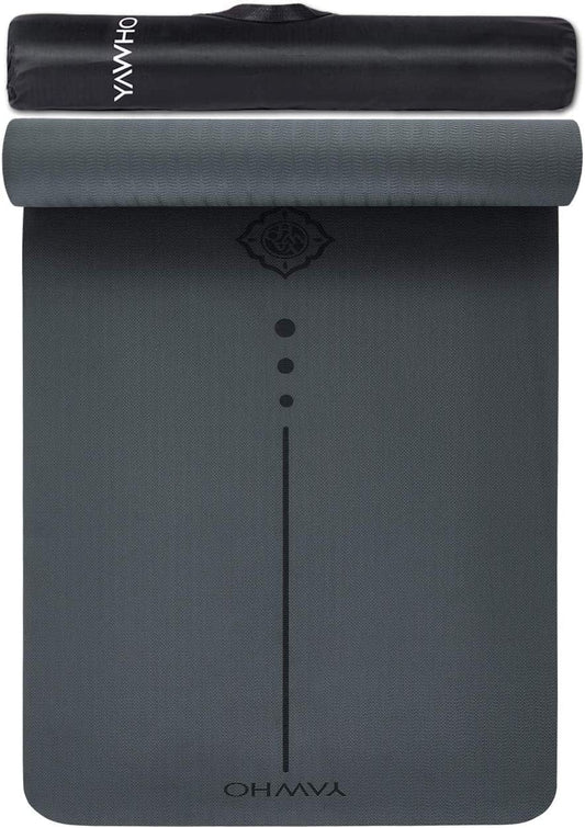 YAWHO Yoga Mat Fitness Mat Specifications 72'' X 26'' Thickness 1/4-Inch Eco Friendly Material SGS Certified Ingredients TPE Extra Large Non-Slip Exercise Mat with Carry Bag