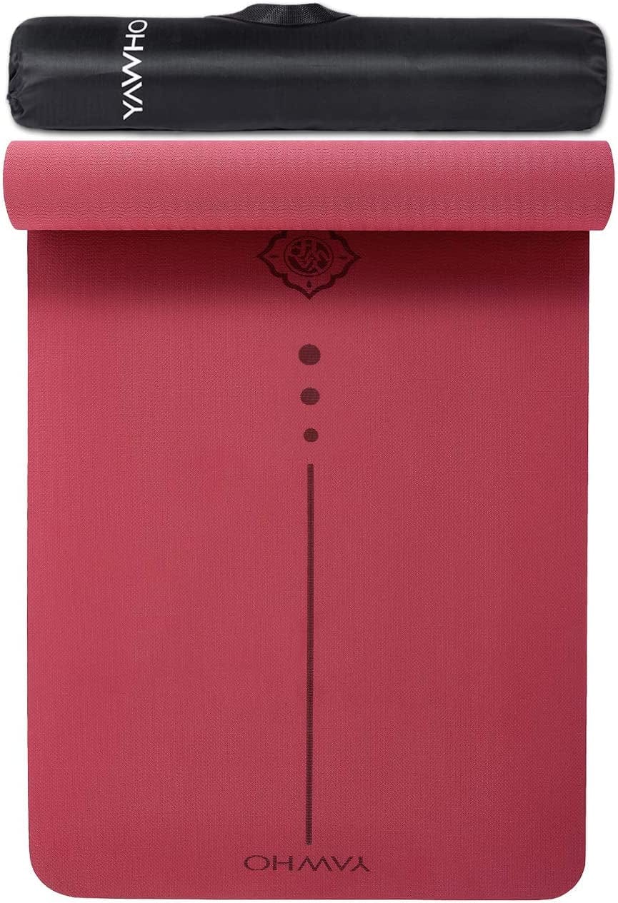 YAWHO Yoga Mat Fitness Mat Specifications 72'' X 26'' Thickness 1/4-Inch Eco Friendly Material SGS Certified Ingredients TPE Extra Large Non-Slip Exercise Mat with Carry Bag