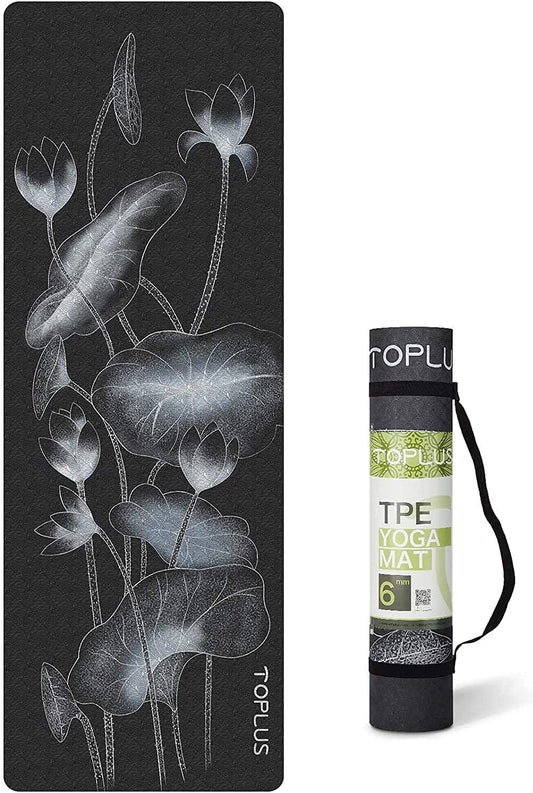 Yoga Mat -1/4 Inch Print Extra Pattern Thick Fitness Exercise Mat Non Slip for All Types of Yoga, Pilates & Floor Workouts