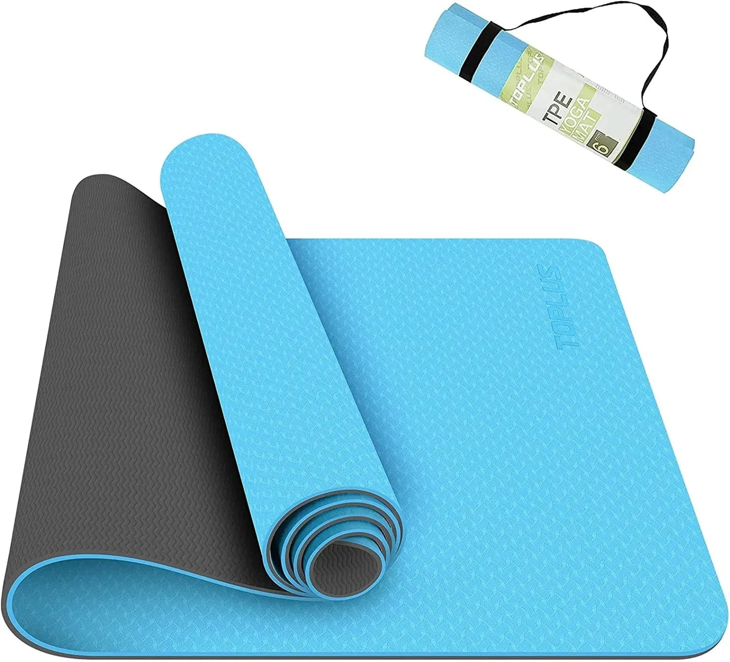Yoga Mat, 1/4 Inch Thick Yoga Mat Double-Sided Non Slip Eco Friendly Fitness Exercise Mat with Strap Professional TPE Yoga Mats for Women Men, Workout Mat for Yoga, Pilates and Floor Exercises