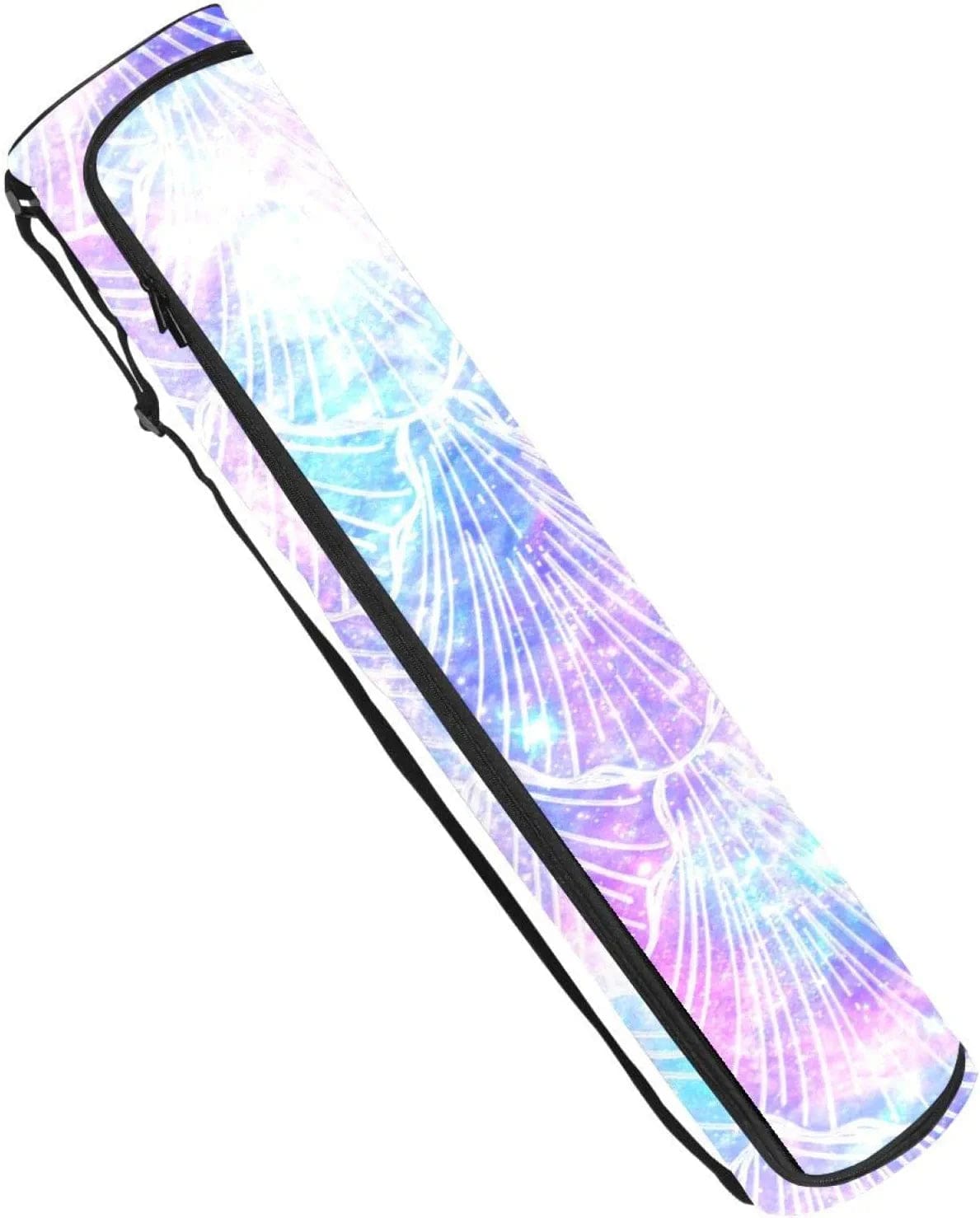 Yoga Mat Bag Carrier with Adjustable Shoulder Strap, Mermaid Scale Purple Blue Exercise Yoga Mat Carry Bag for Women Men
