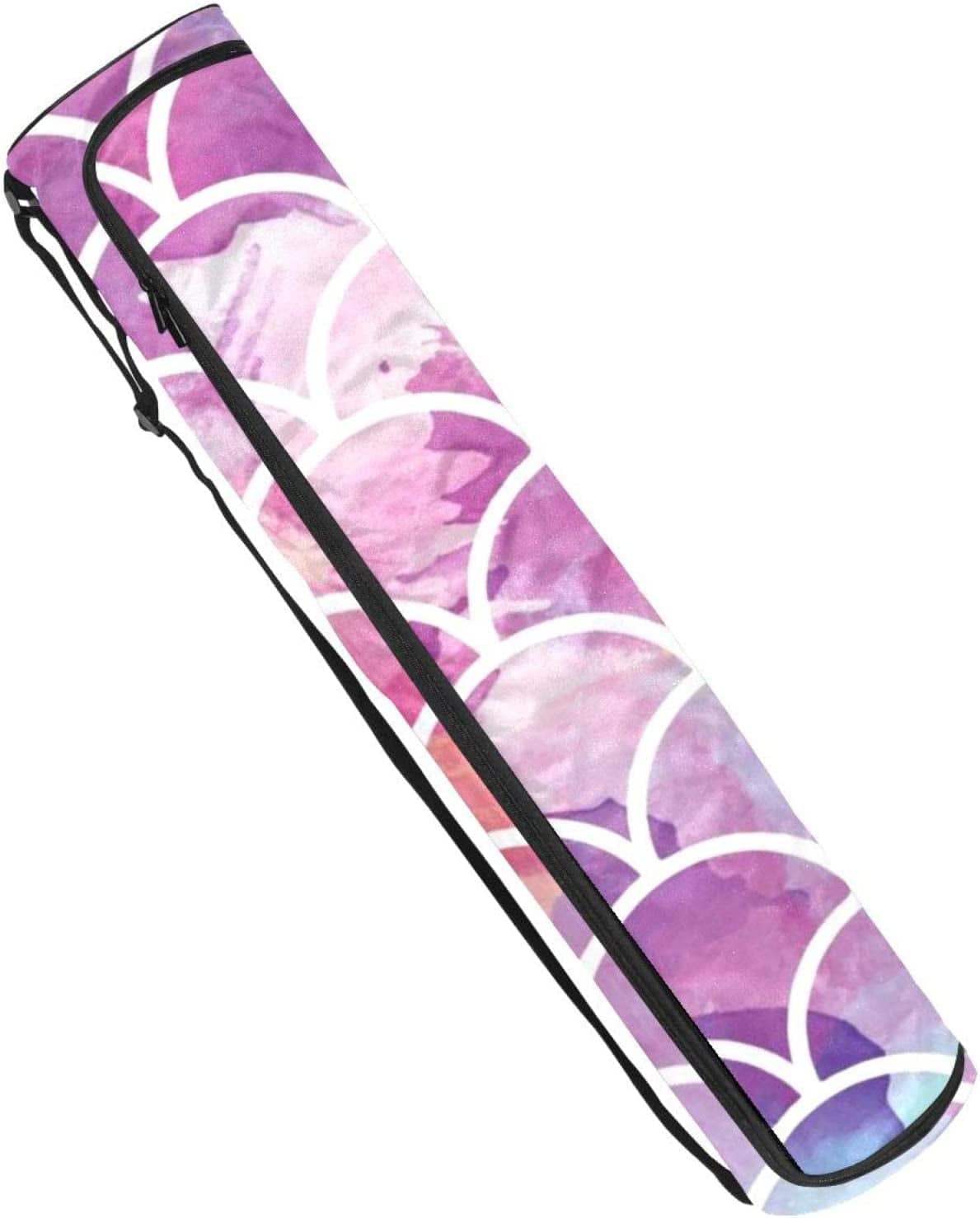 Yoga Mat Bag Carrier with Adjustable Shoulder Strap, Mermaid Scale Purple Blue Exercise Yoga Mat Carry Bag for Women Men