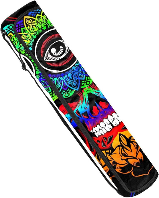 Yoga Mat Bag, Psychedelic Skull Exercise Yoga Mat Carrier Full-Zip Yoga Mat Carry Bag with Adjustable Strap for Women Men