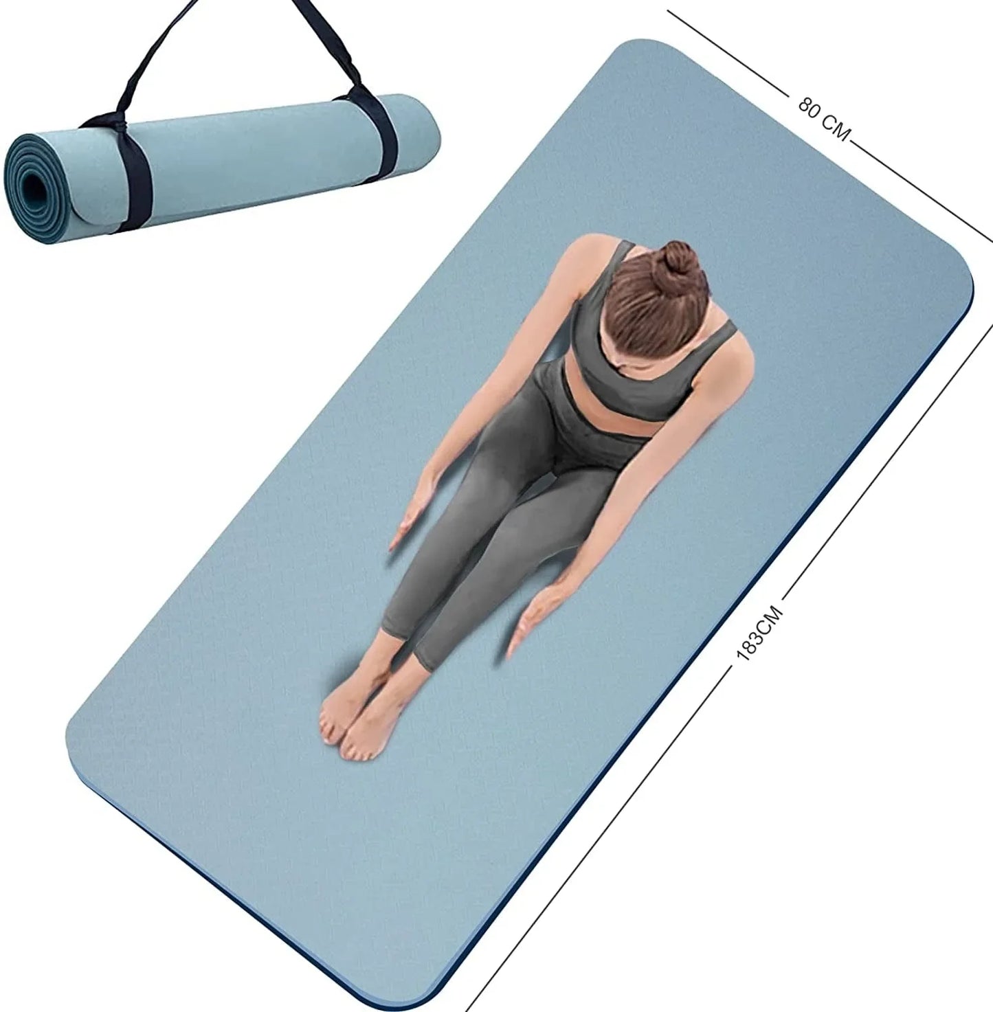 Yoga Mat Double-Sided Non Slip, 72'' X 32'' X 7Mm - Extra Wide & Thick Yoga Mat with Strap, Professional TPE Yoga Mats for Women Men Kids, Workout Mat for Yoga, Pilates and Floor Exercises