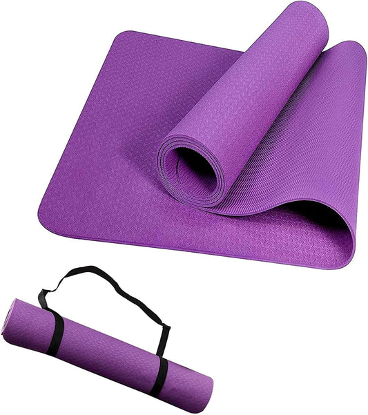 Yoga Mat, Exercise Fitness Thick Large Mat Yoga Mats for Women Men Stretching Yoga Pad -Classic 4Mm Eco Friendly Non Slip Mat for Pilates Gym Home Workout
