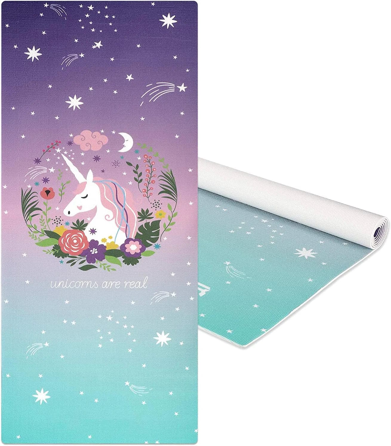 Yoga Mat for Kids, Non-Slip Children Exercise Mat, Non-Toxic Natural Playtime Mat for Active/ Calm Aids Weight Loss, Mindfulness (60" L X 24" W X 5Mm Thick)