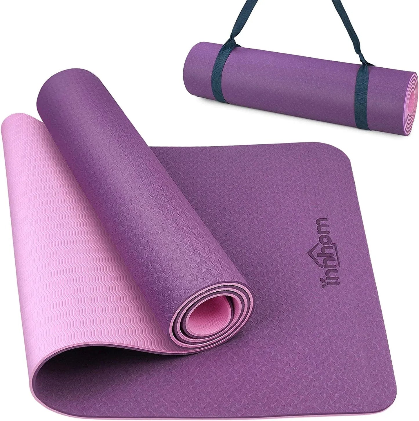Yoga Mat Innhom Yoga Mats for Women 1/3 Inch Thick Yoga Mat for Men Exercise Mat Workout Mat for Yoga Pilates Home Gym Yoga Mat Non Slip with Carrying Strap