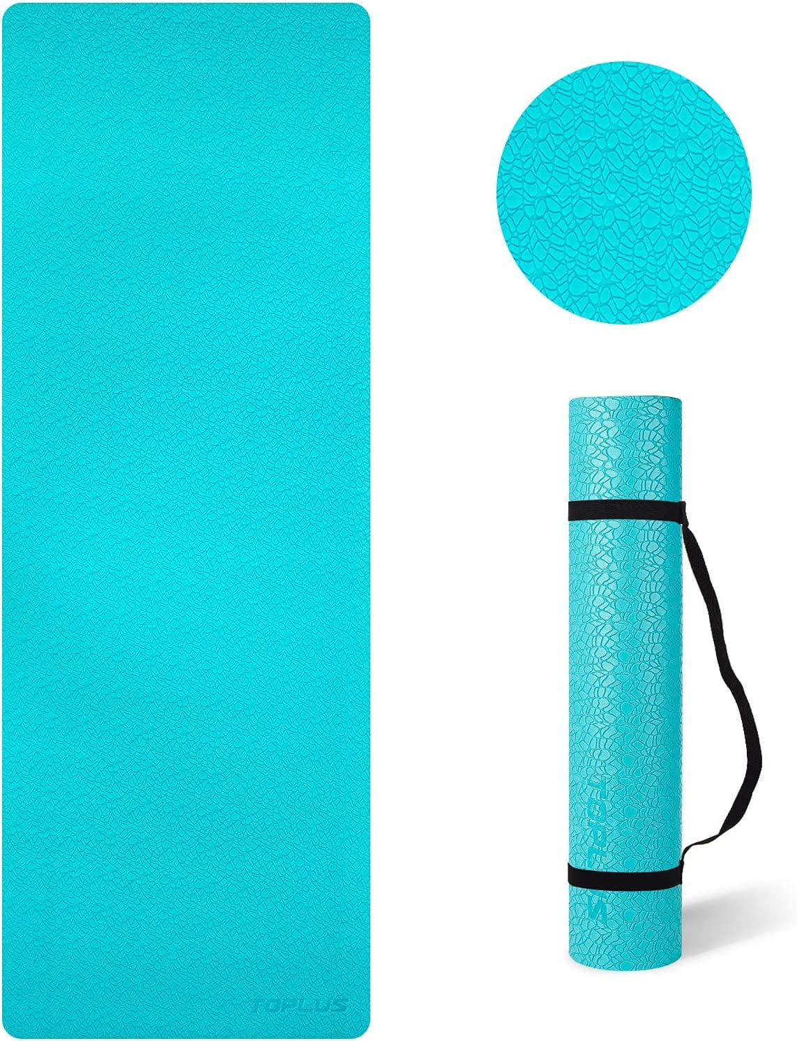 Yoga Mat Non Slip Exercise & Pilates Mat, Yoga Fitness Mat with Asana Line, TPE Gymnastics Mat with Carry Handle Strap, 183*61*0.6Cm