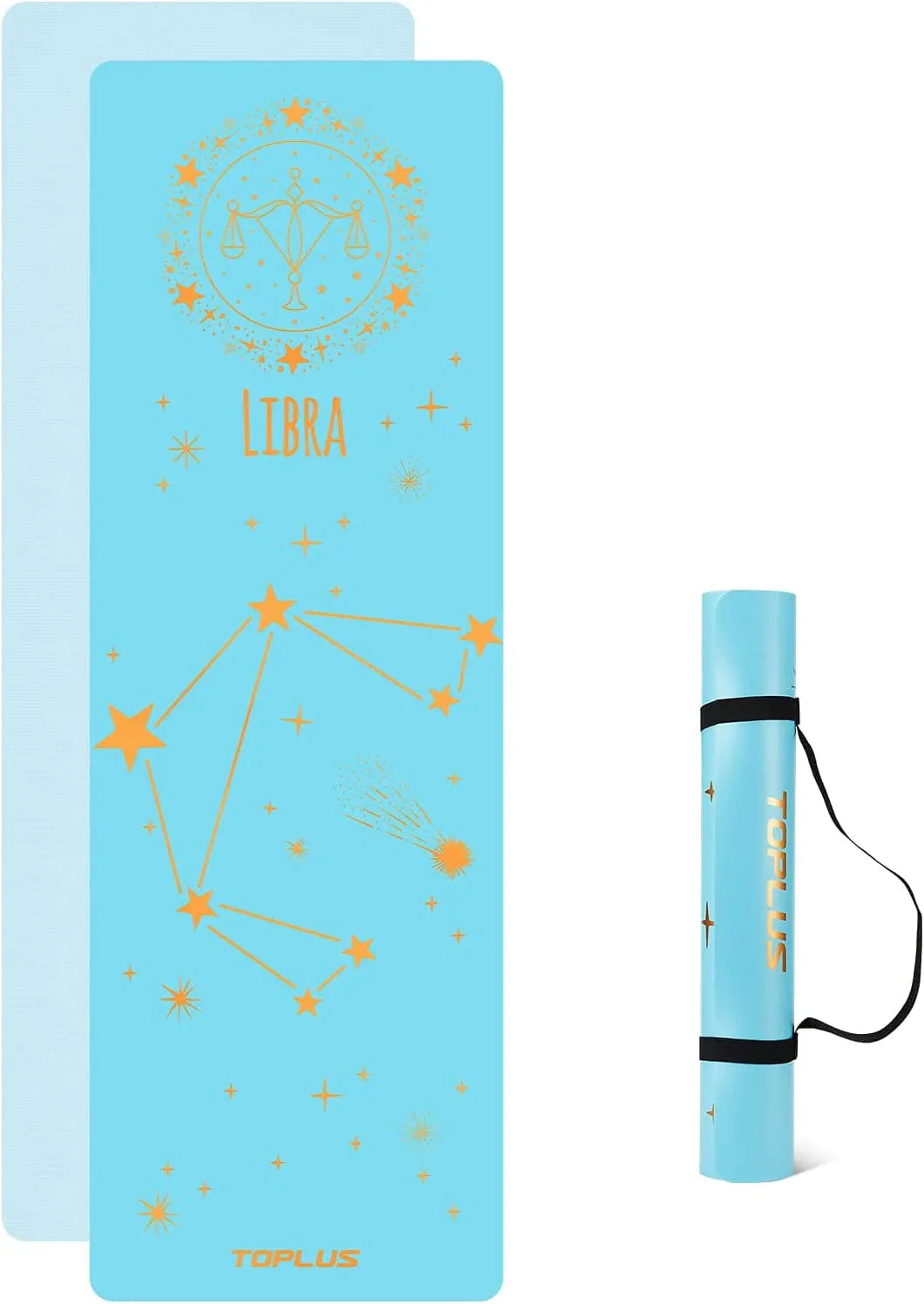 Yoga Mat Non Slip Exercise & Pilates Mat, Yoga Fitness Mat with Asana Line, TPE Gymnastics Mat with Carry Handle Strap