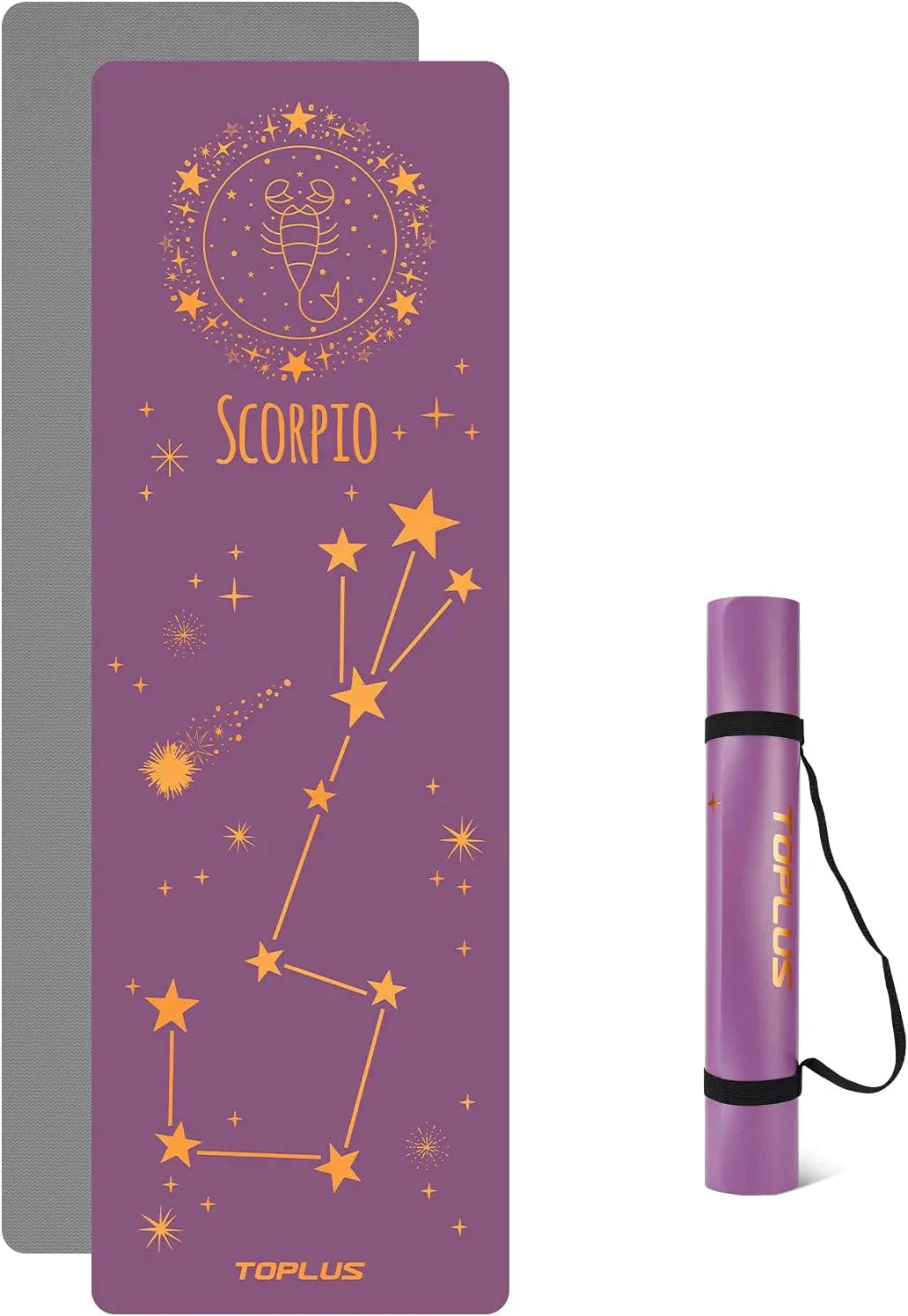 Yoga Mat Non Slip Exercise & Pilates Mat, Yoga Fitness Mat with Asana Line, TPE Gymnastics Mat with Carry Handle Strap