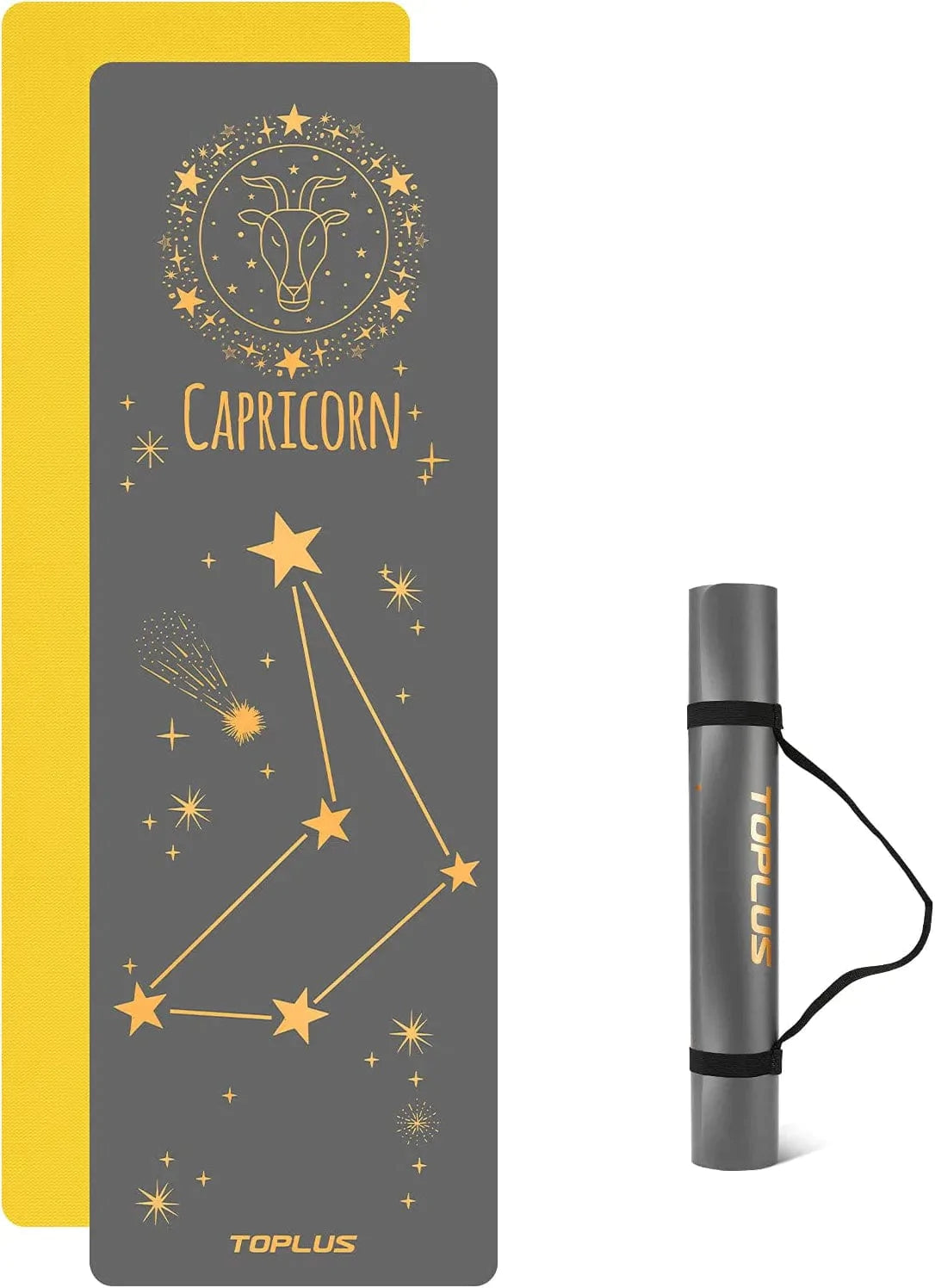 Yoga Mat Non Slip Exercise & Pilates Mat, Yoga Fitness Mat with Asana Line, TPE Gymnastics Mat with Carry Handle Strap