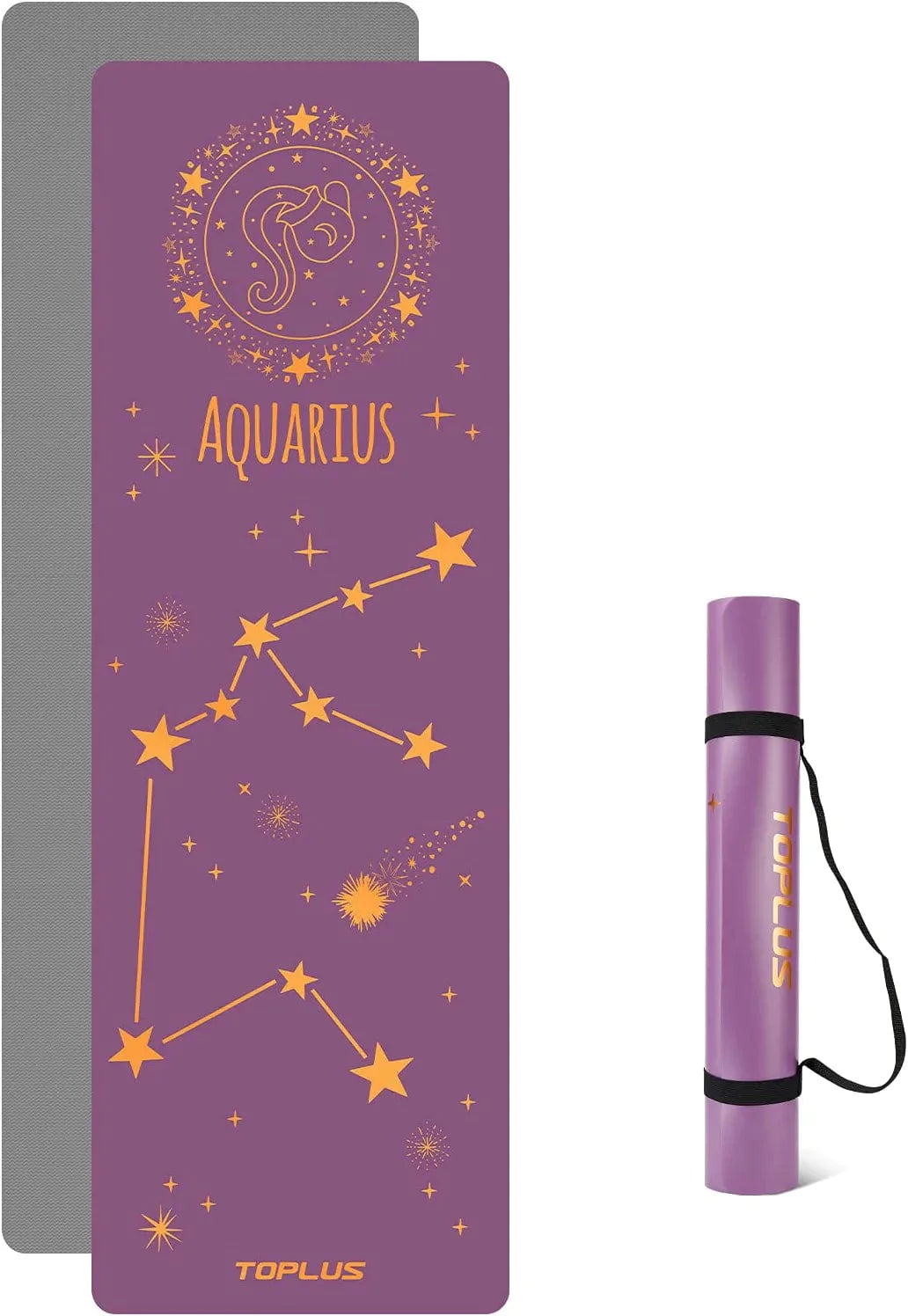 Yoga Mat Non Slip Exercise & Pilates Mat, Yoga Fitness Mat with Asana Line, TPE Gymnastics Mat with Carry Handle Strap