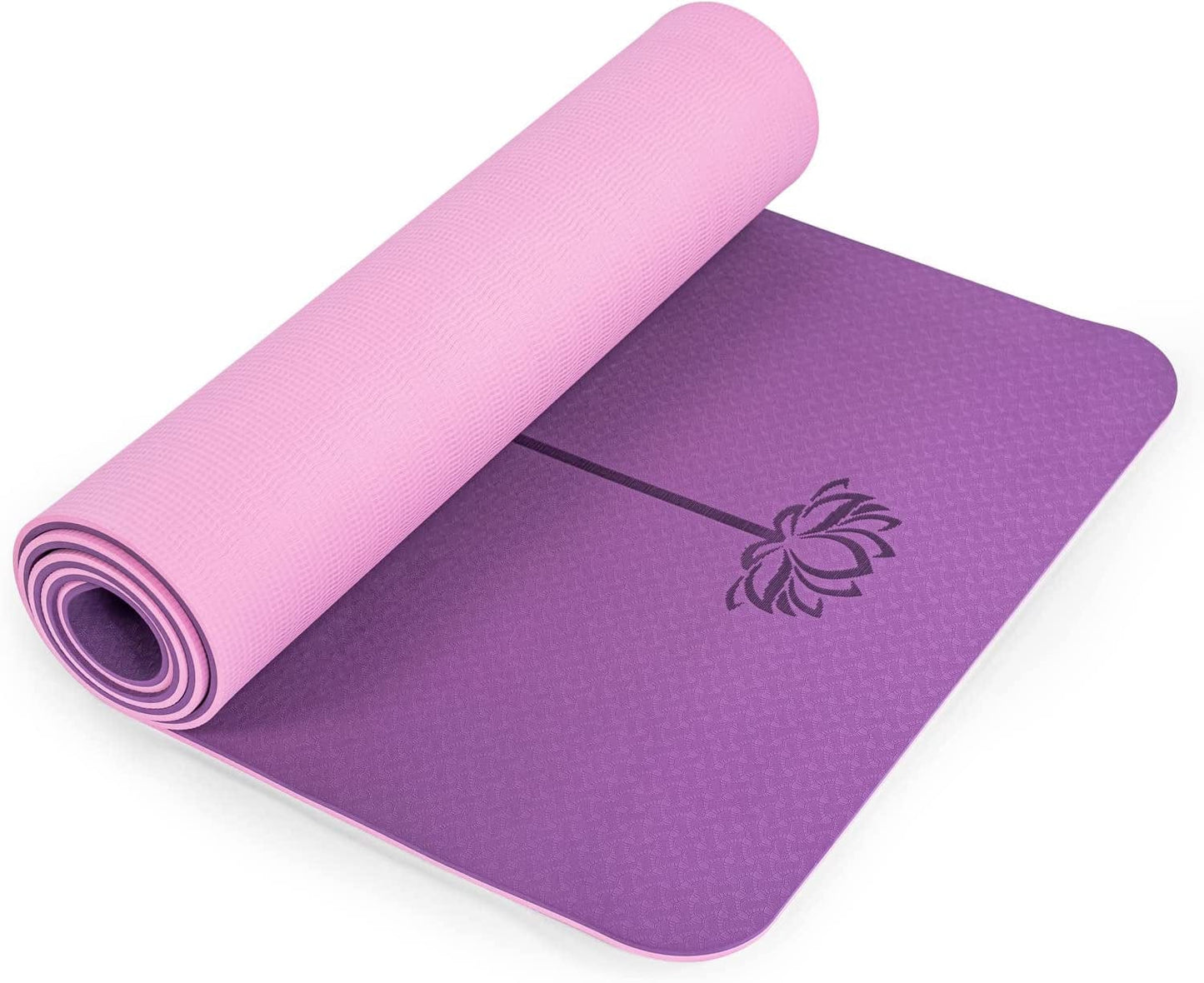Yoga Mat Non Slip, Pilates Fitness Mats with Alignment Marks, Eco Friendly, Anti-Tear 1/4" Thick Yoga Mats for Women, Exercise Mats for Home Workout with Carrying Sling and Storage Bag