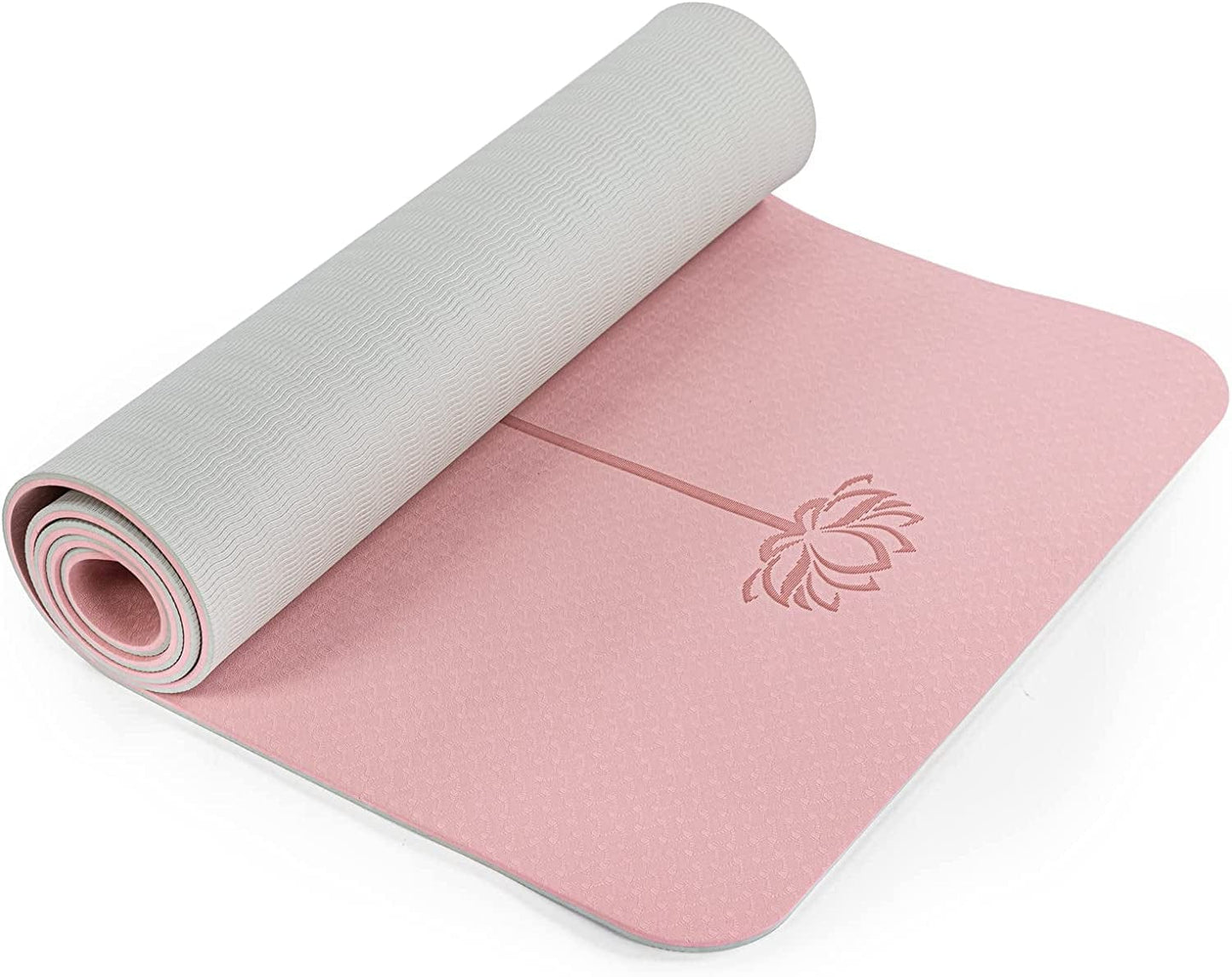 Yoga Mat Non Slip, Pilates Fitness Mats with Alignment Marks, Eco Friendly, Anti-Tear 1/4" Thick Yoga Mats for Women, Exercise Mats for Home Workout with Carrying Sling and Storage Bag
