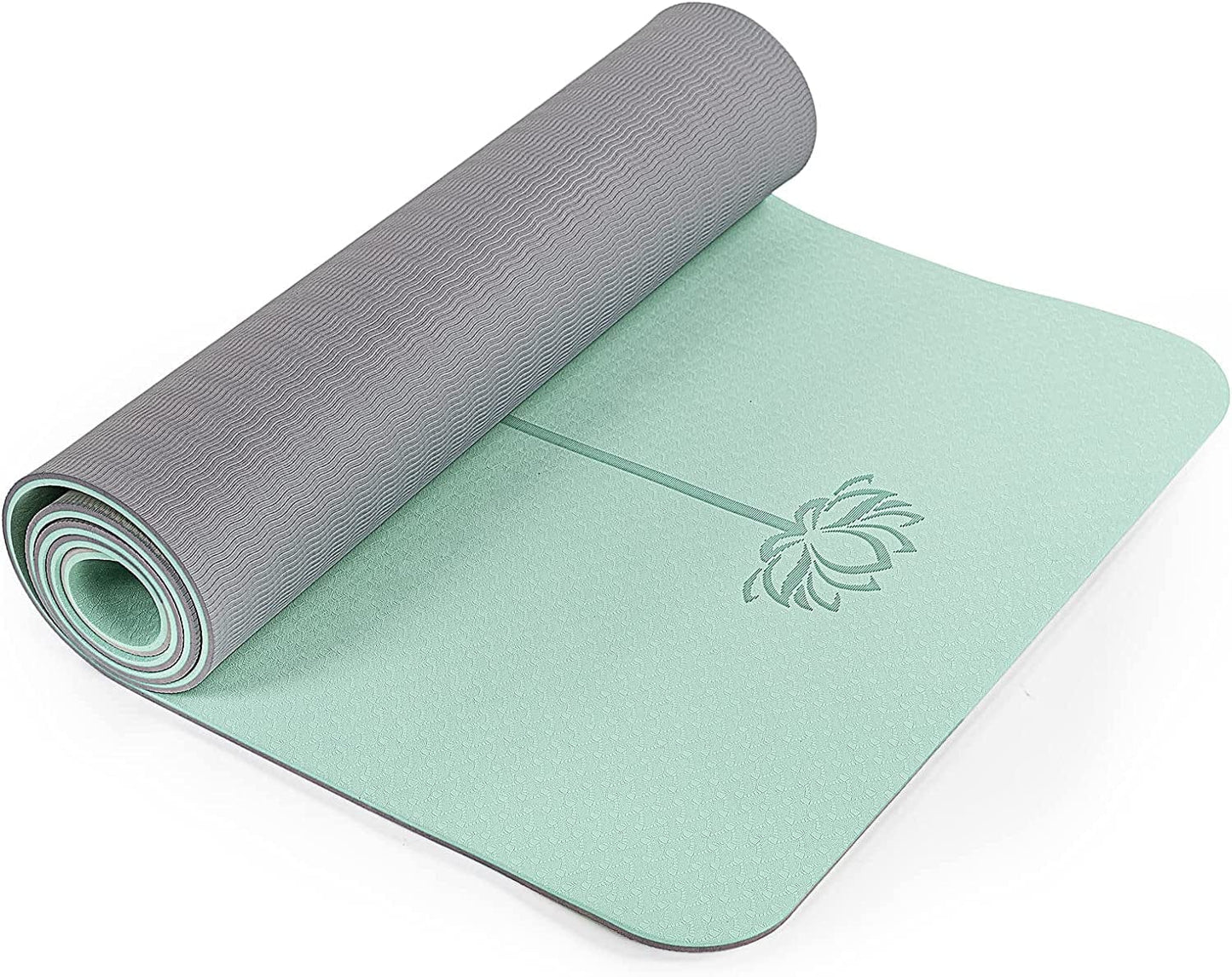 Yoga Mat Non Slip, Pilates Fitness Mats with Alignment Marks, Eco Friendly, Anti-Tear 1/4" Thick Yoga Mats for Women, Exercise Mats for Home Workout with Carrying Sling and Storage Bag