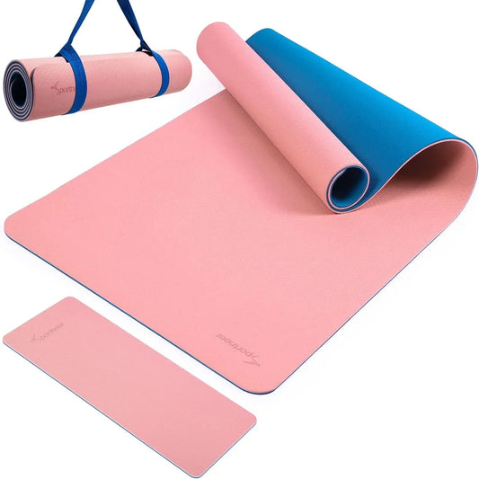Yoga Mats, Sportneer 8Mm TPE Eco Friendly Extra Thick Exercise Mat with Knee Pad, 72"L X 27"W X 1/3 Inch Large Pro Yoga Mat Non Slip for All Types of Yoga, Pilates & Floor Workouts with Carrying Strap