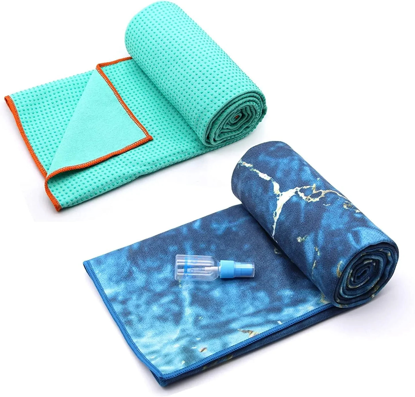 Yoga Towel Green | Yoga Towel Blue Marble (Bundle)