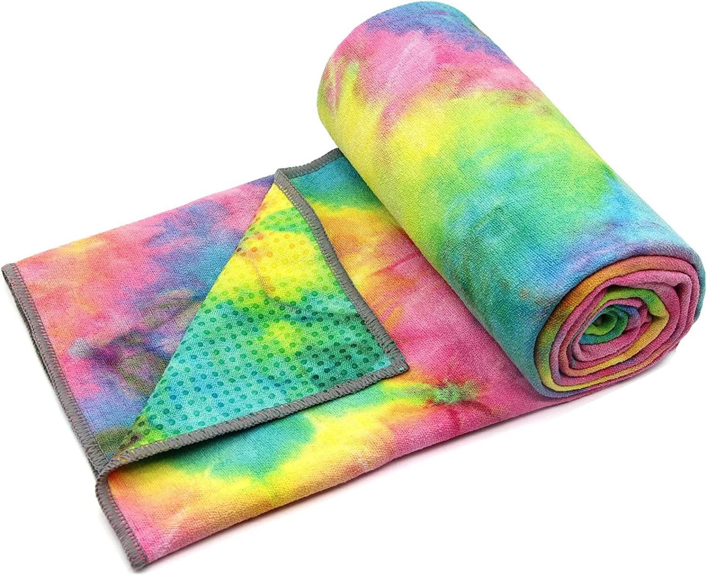 Yoga Towel,Hot Yoga Mat Towel - Sweat Absorbent Non-Slip for Hot Yoga, Pilates and Workout 24" X72(Grip Dots,Blue)