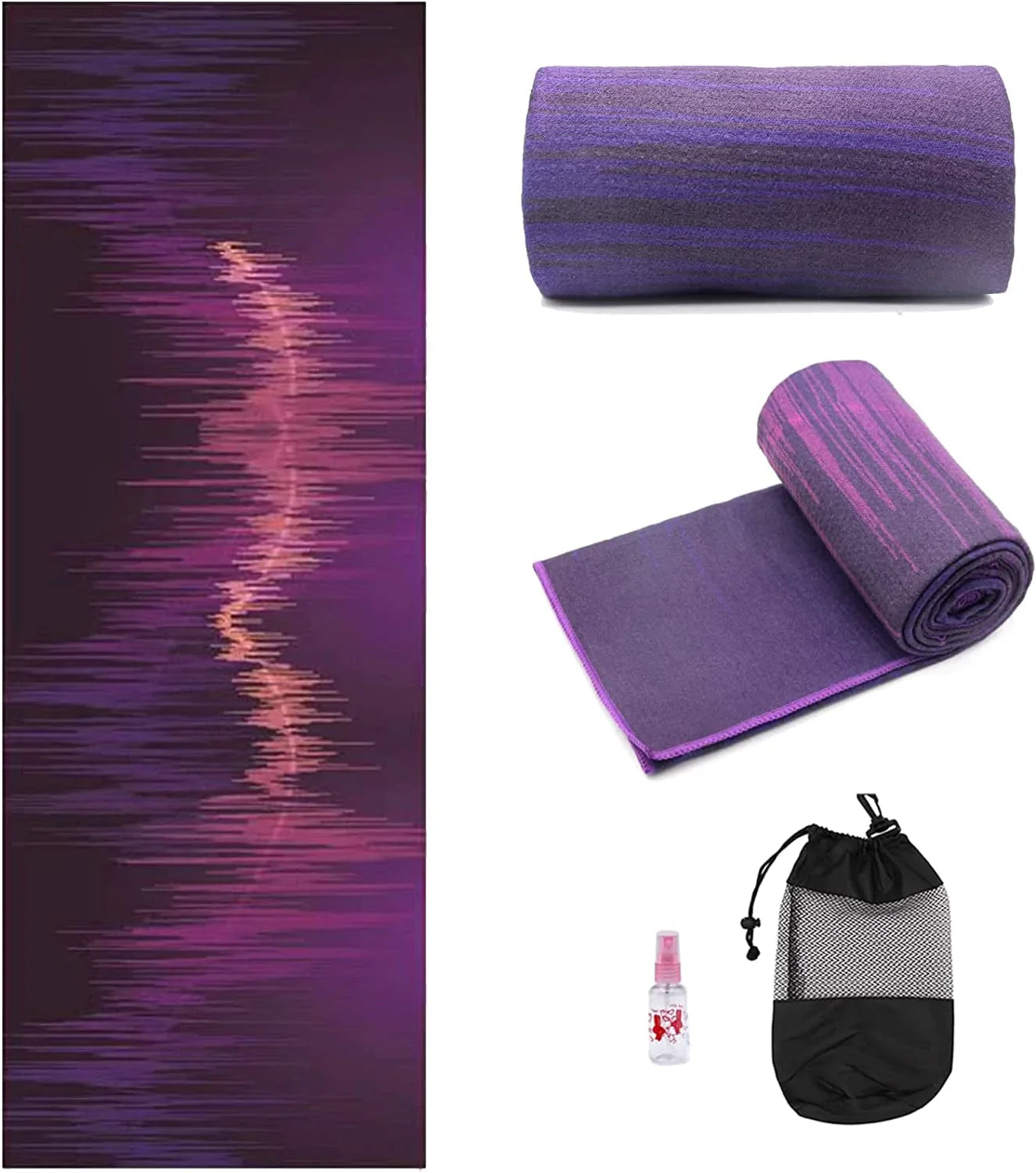 Yoga Towel,Hot Yoga Mat Towel - Sweat Absorbent Non-Slip for Hot Yoga, Pilates and Workout 24" X72(Grip Dots,Sea)