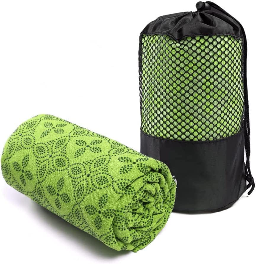 Yoga Towel, Hot Yoga Mat Towel - Sweat Absorbing Non-Slip for Hot Yoga, Pilates and Workout with Upgraded Clover-Shaped Grip Dots (72*24 Inches, Pink)