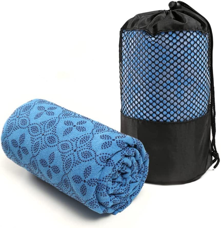 Yoga Towel, Hot Yoga Mat Towel - Sweat Absorbing Non-Slip for Hot Yoga, Pilates and Workout with Upgraded Clover-Shaped Grip Dots (72*24 Inches, Pink)