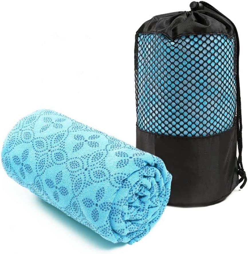 Yoga Towel, Hot Yoga Mat Towel - Sweat Absorbing Non-Slip for Hot Yoga, Pilates and Workout with Upgraded Clover-Shaped Grip Dots (72*24 Inches, Pink)